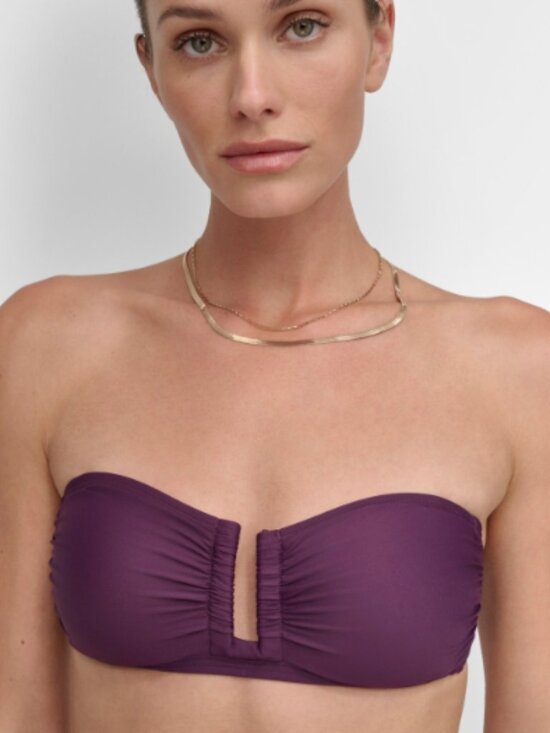 Other - Dkny Women Shirred U-Wire Bandeau NO STRAPS Swim Bikini Top Purple Size S 6387